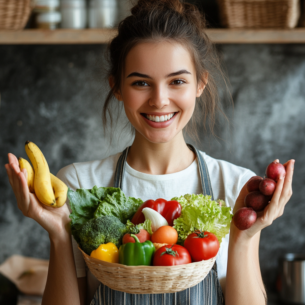 Задоволена людина демонструє досягнуті результати здорового харчування
